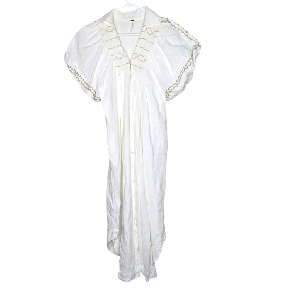 Free People Samantha Shirtdress in Ivory Combo Size XS - Picture 3 of 15
